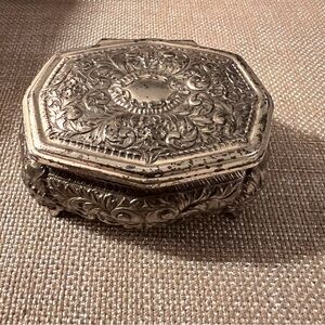 Vintage Silver Plate Octagon Trinket Box